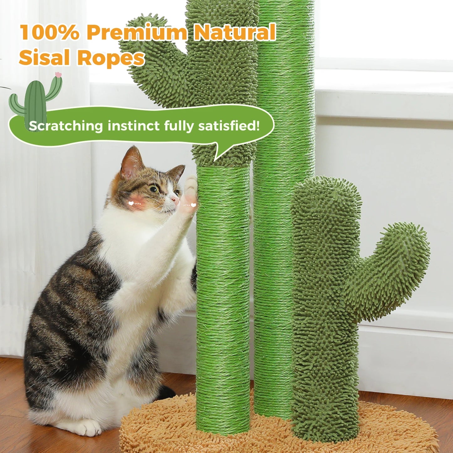 PAWZ Road Cactus Cat Scratching Post With 3 Sisal Poles