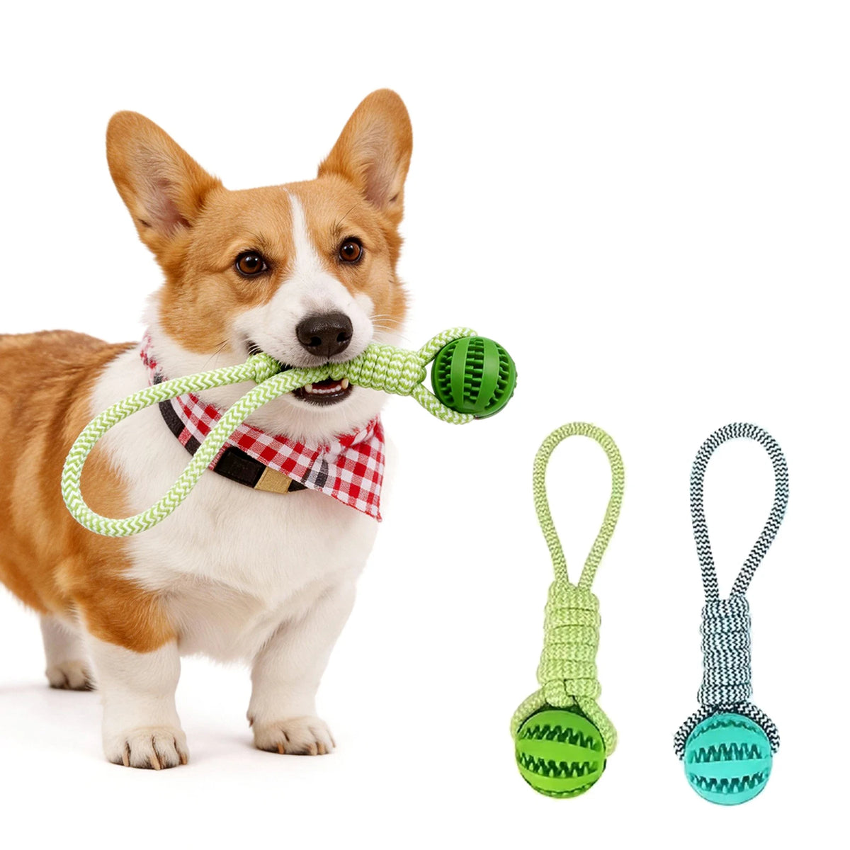 Dog Rope Tug Toy With Treat Ball For Dental Cleaning