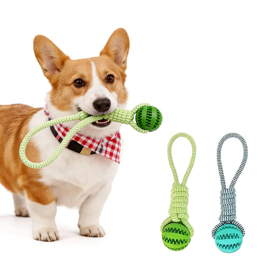 Dog Rope Tug Toy With Treat Ball For Dental Cleaning