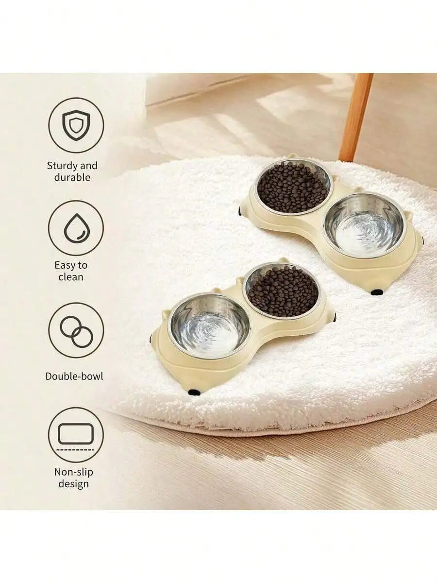 Double Stainless Steel Pet Bowl Set With Non Slip Base