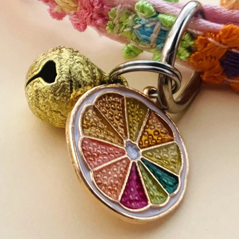 Pet Collar With Bell Cartoon Footprint Adjustable Safety For Dogs