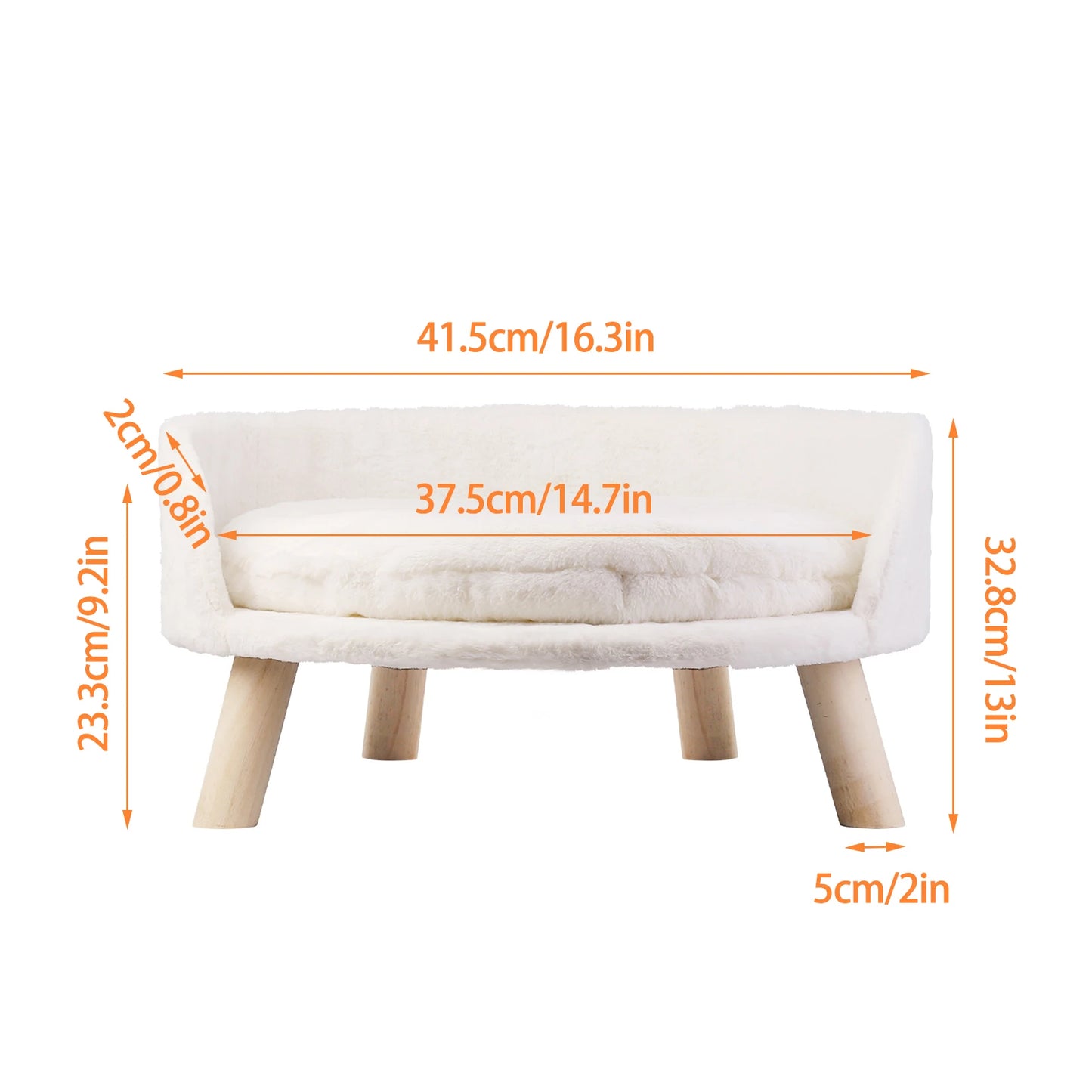 Soft Plush Cat Bed With Cushion Pad And Wood Legs