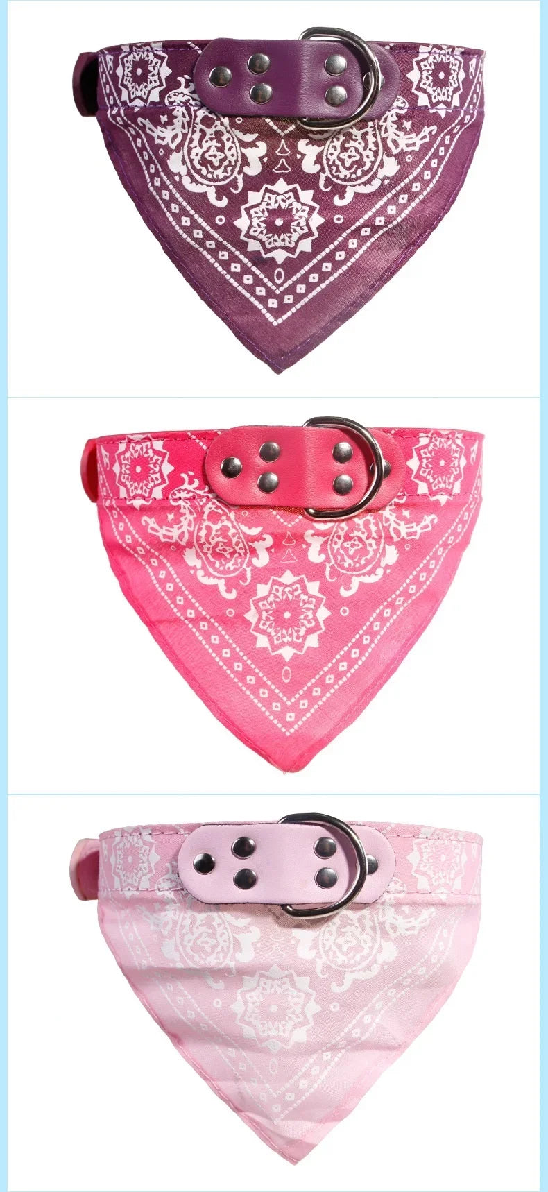 Adjustable Leather Dog Bandana Collar With Printed Pattern