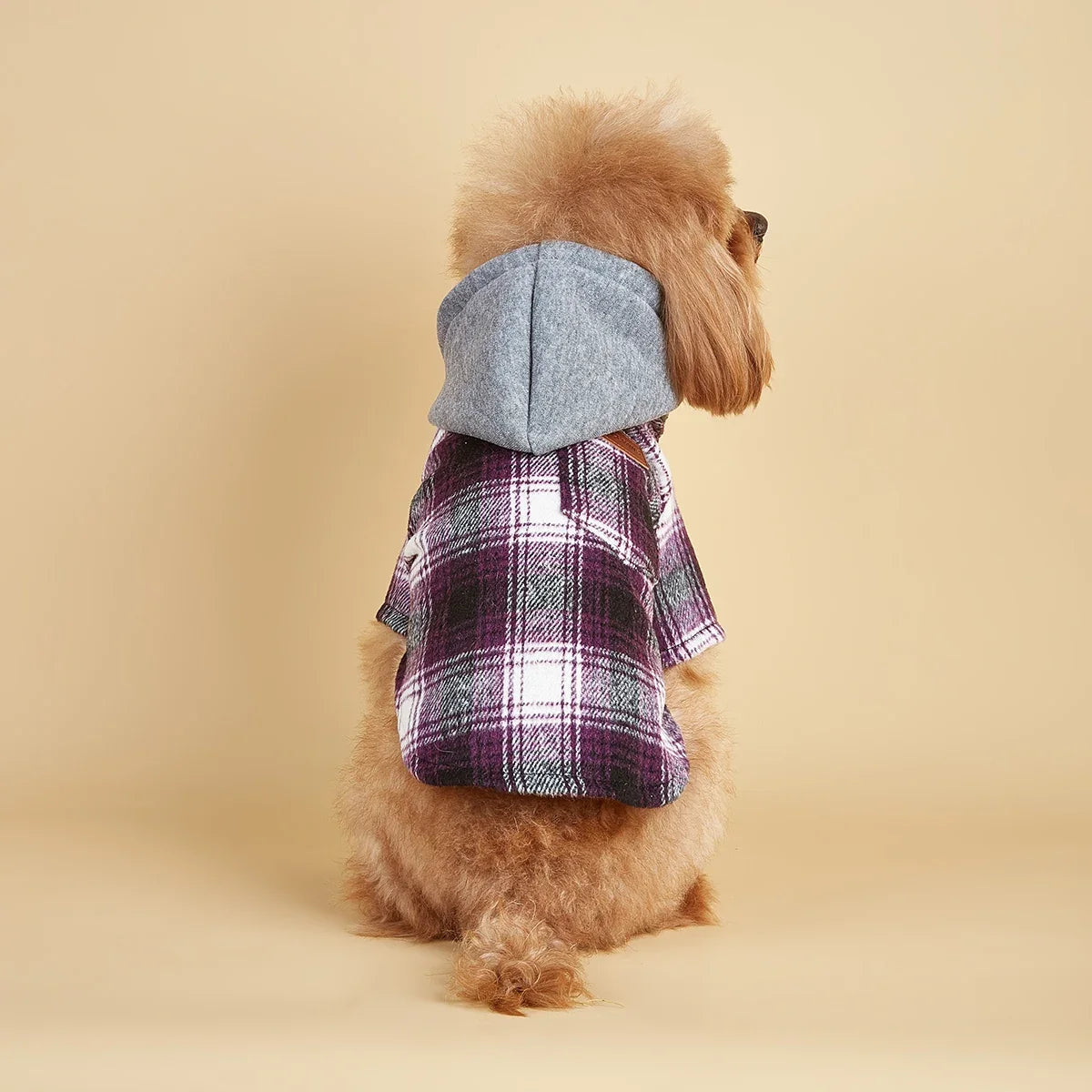 NONECN Dog Hoodie for Small Dogs with Pocket Plaid Sweatshirt