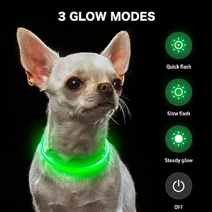 Light Up Dog Collar LED Glow TPU Rechargeable Pet Collar