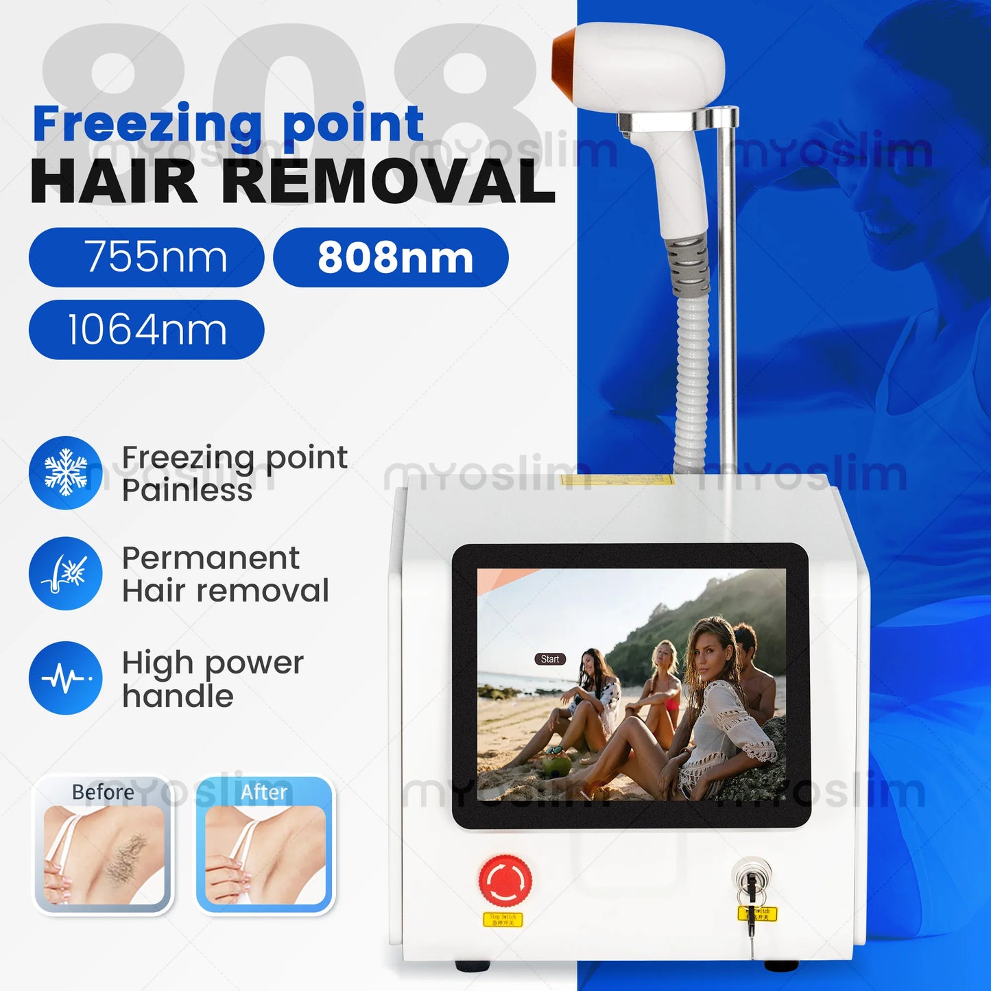 TAIXL Myoslim 4000W Ice Titanium Diode Laser Hair Removal Machine 808 755 1064nm