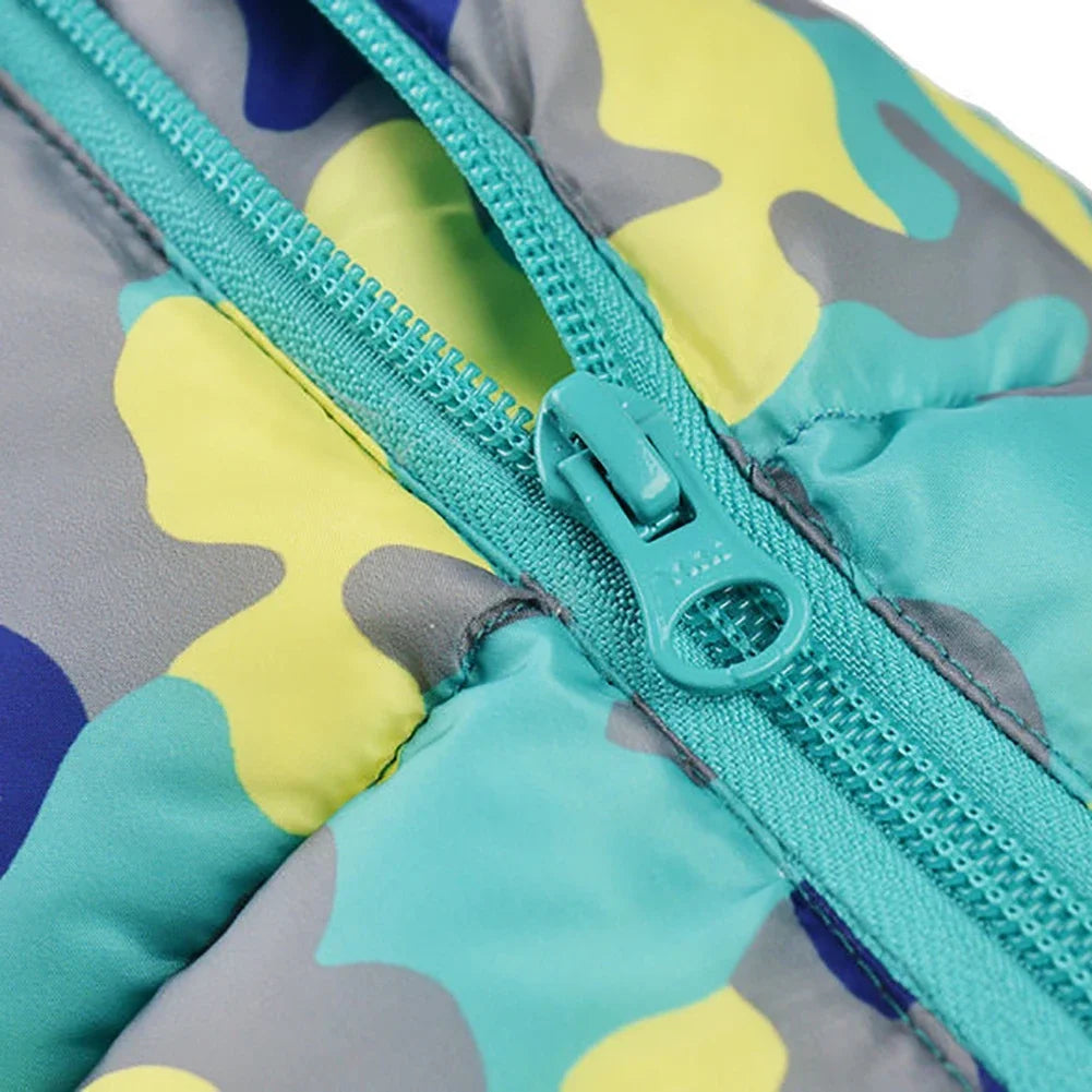 NONECN Warm Fleece Dog Coat Winter Puffer Jacket Reflective Turtleneck