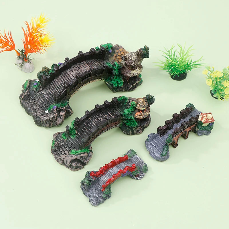 Resin Bridge Aquarium Ornament For Fish Tank Decoration