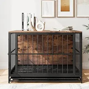 VECOCHO Wooden Dog Crate Furniture Indoor Kennel Heavy Duty With Double Doors