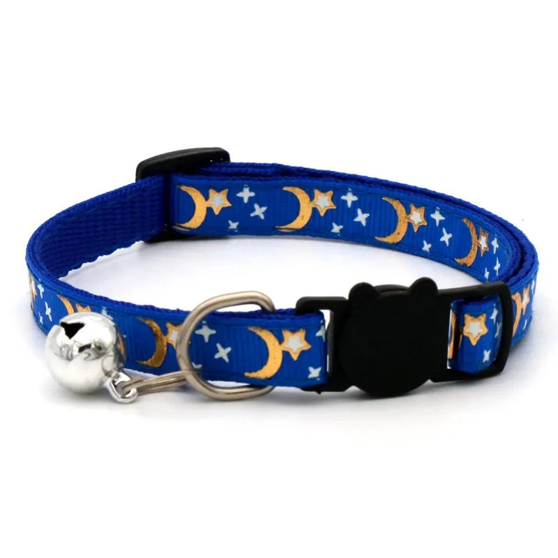 Pet Collar With Bell Cartoon Footprint Adjustable Safety For Dogs