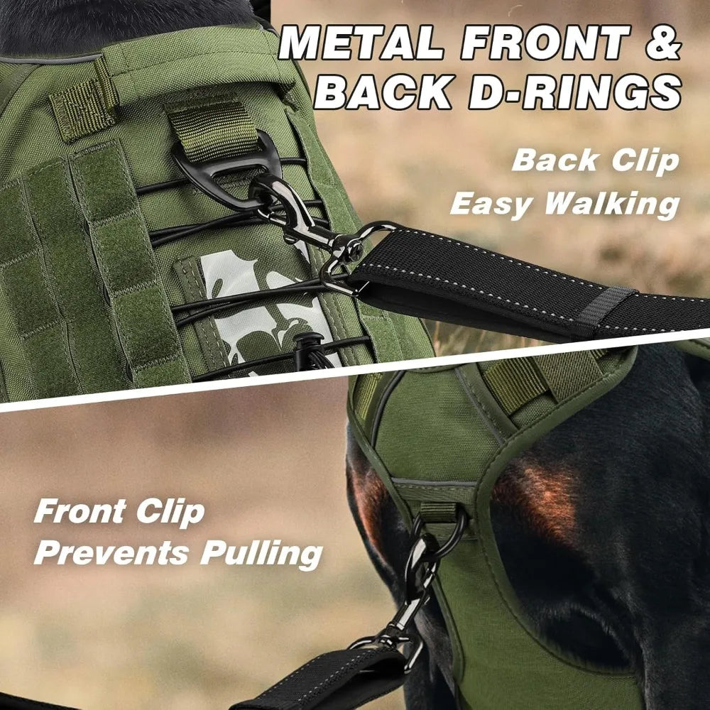 Tactical Dog Harness Reflective K9 Vest Heavy Duty No Pull With Handle Walking
