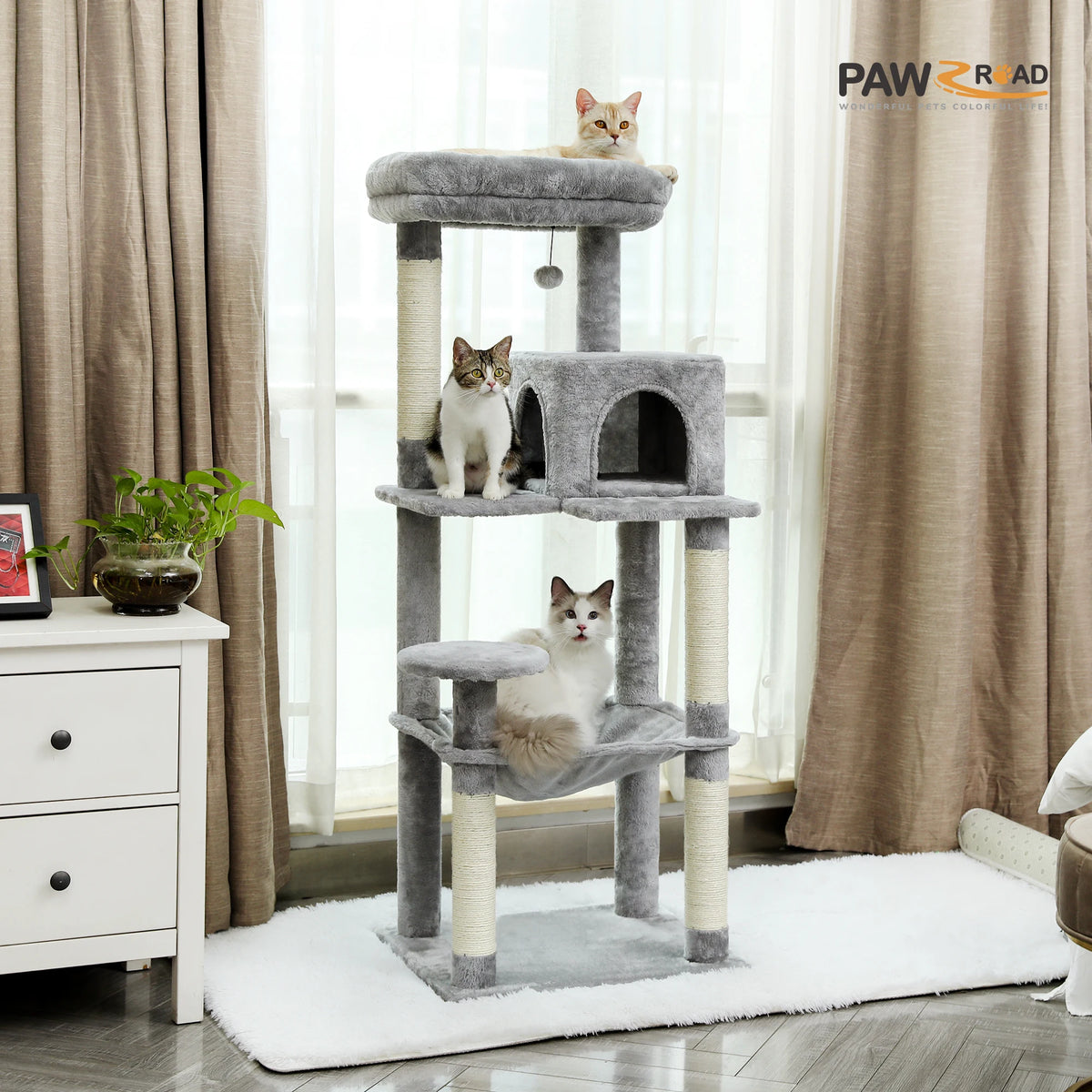 Pawz Road 5 Level Cat Tower For Large Cats Sisal Scratcher