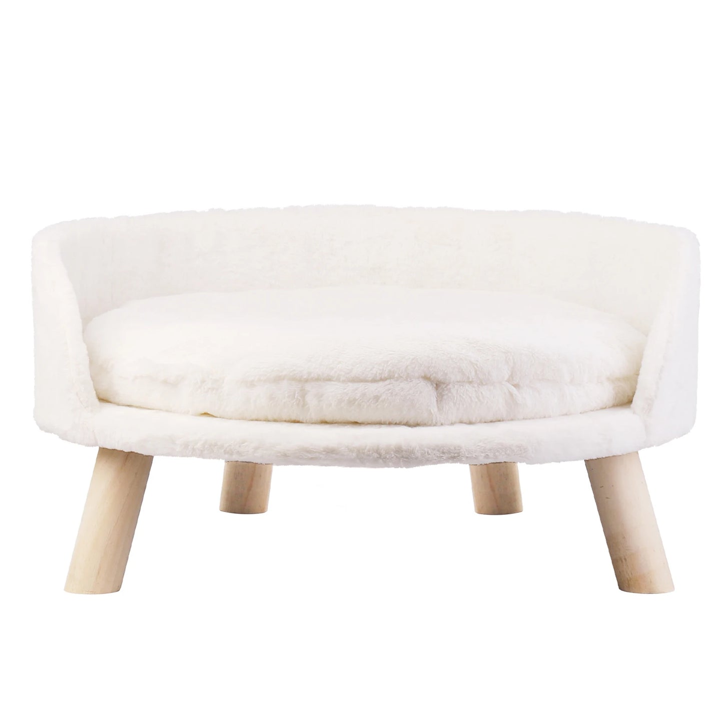 Soft Plush Cat Bed With Cushion Pad And Wood Legs