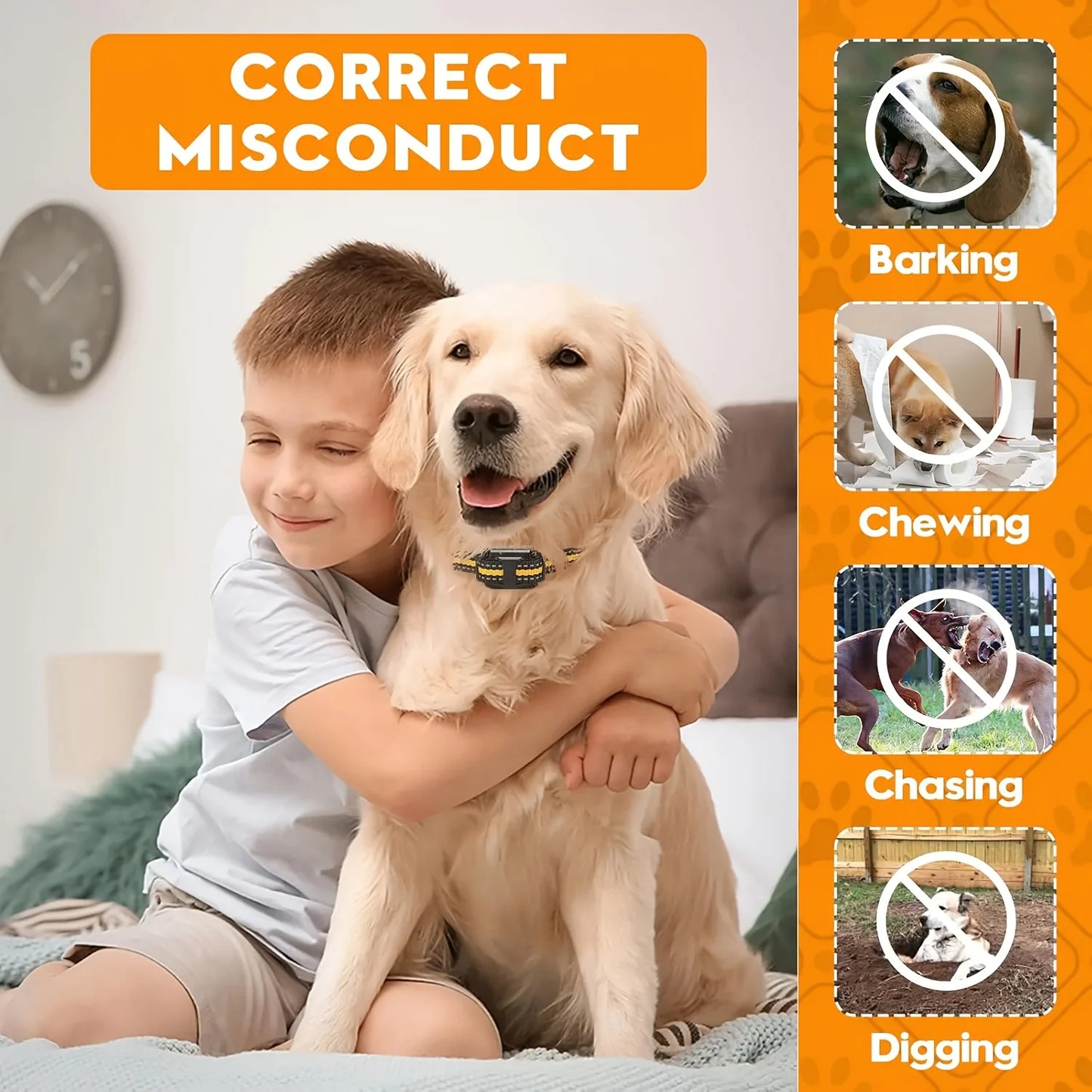 Electric Dog Training Collar Rechargeable Anti Bark Waterproof Trainer