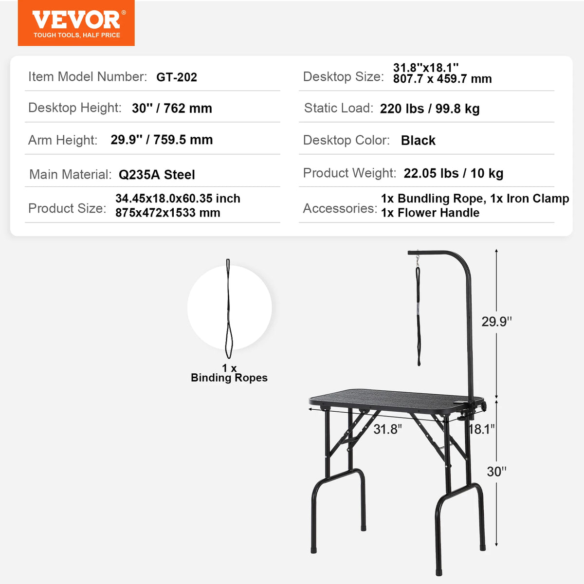 SucceBuy Foldable Pet Grooming Table With Two Grooming Arms
