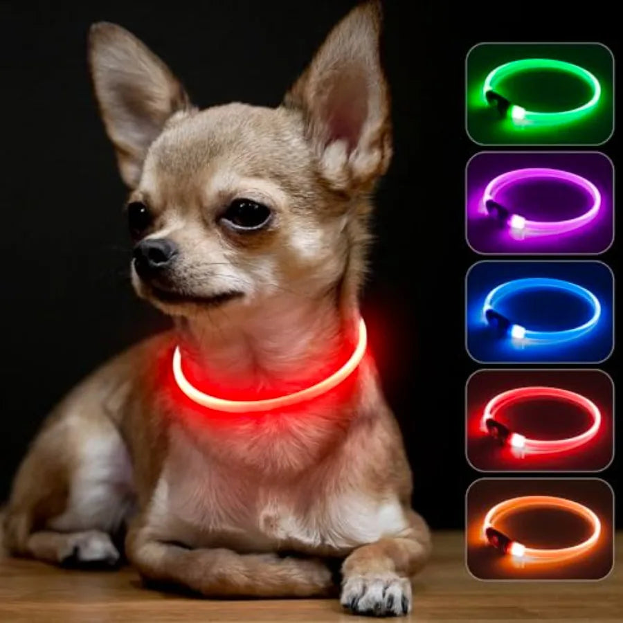 Light Up Dog Collar LED Glow TPU Rechargeable Pet Collar