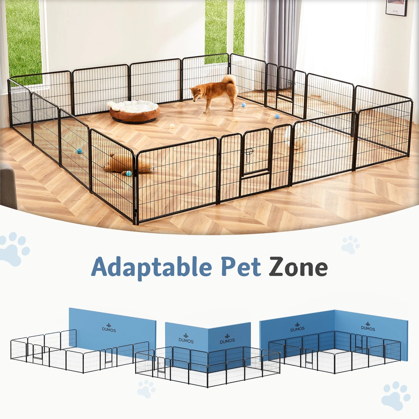 JHK 16 Panels Foldable Dog Playpen Metal Pet Fence For Indoor Outdoor