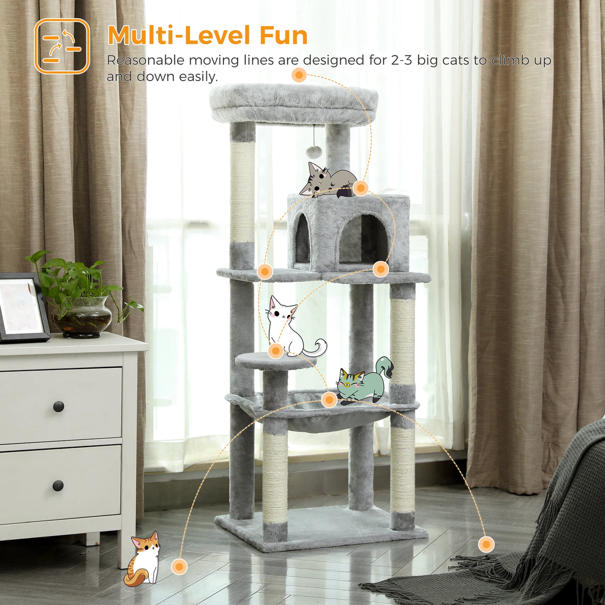 Pawz Road 5 Level Cat Tower For Large Cats Sisal Scratcher