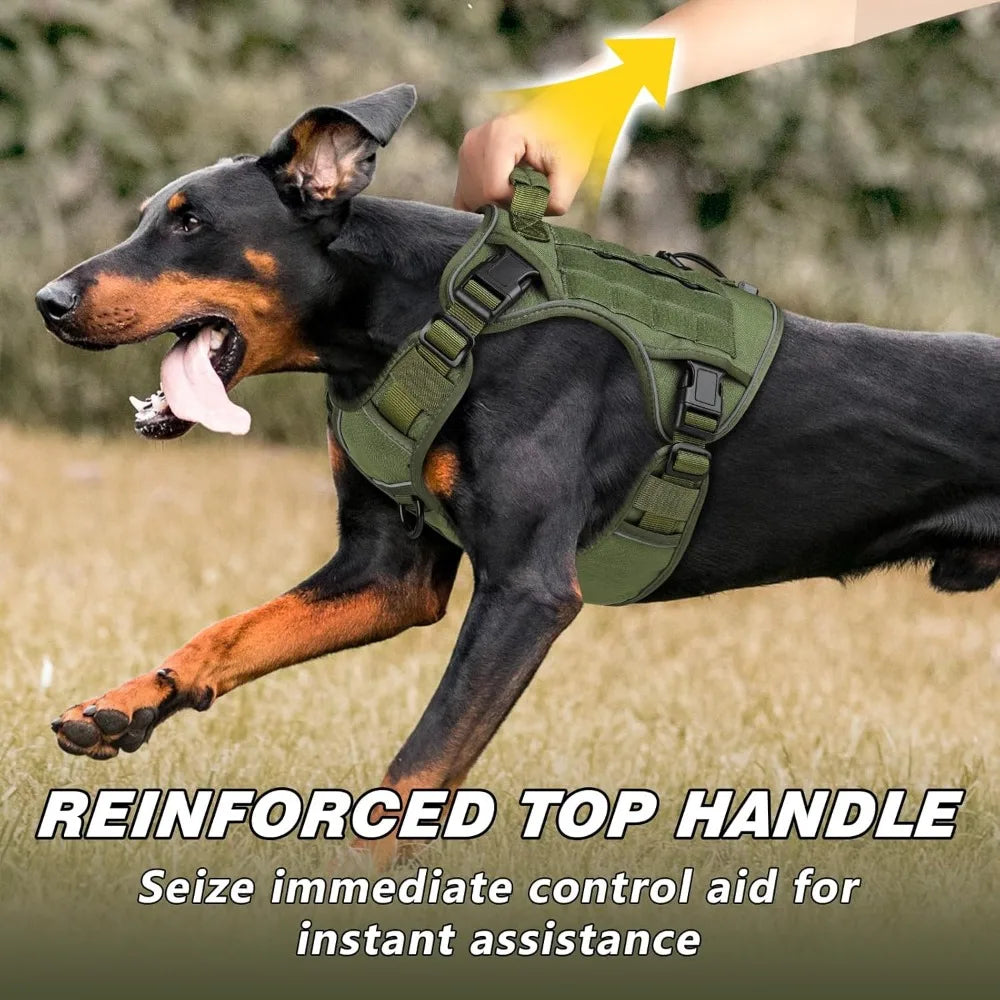 Tactical Dog Harness Reflective K9 Vest Heavy Duty No Pull With Handle Walking