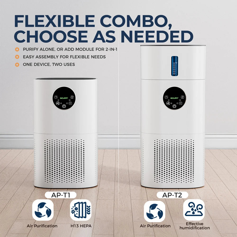Rouny Air Purifier Humidifier Combo With True HEPA Filtration