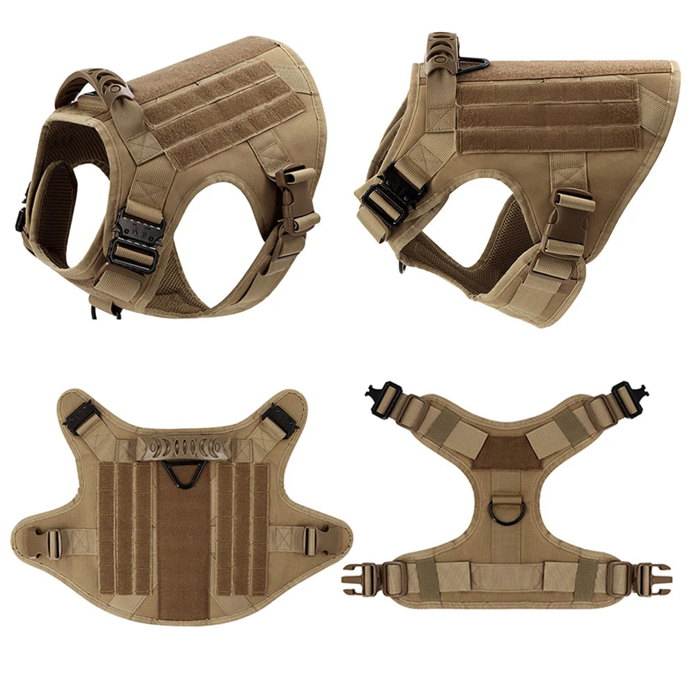 Tactical Dog Harness With Molle Pouches For Durable Nylon