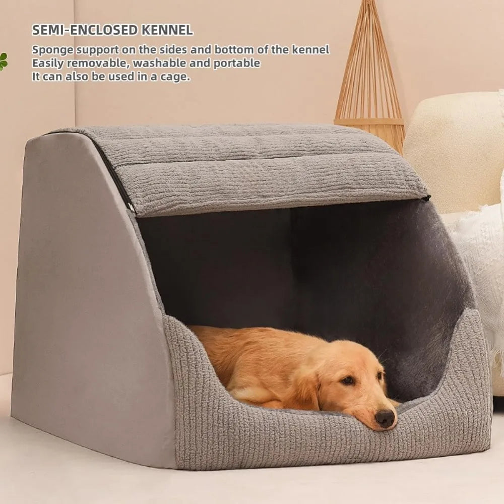 Memory Foam Plush Cave Dog Bed With Non Slip Bottom For Indoor Use