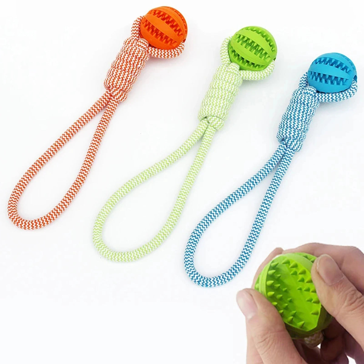 Dog Rope Tug Toy With Treat Ball For Dental Cleaning