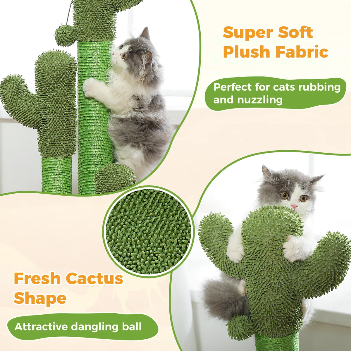 PEQULTI Cactus Cat Tree with Condo, Hammock and Scratching Post