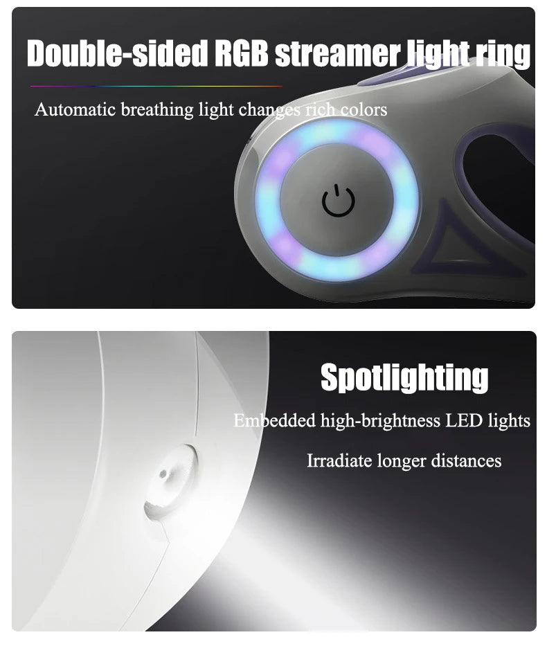 LED Luminous Automatic Retractable Dog Leash For Medium Dogs With Light