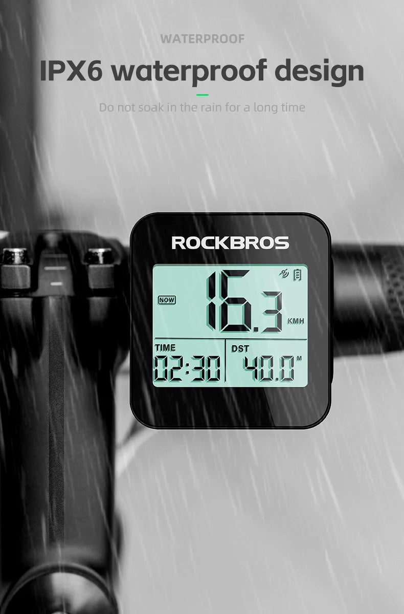 ROCKBROS GPS Bike Computer Speedometer Waterproof Wireless Cycling Odometer