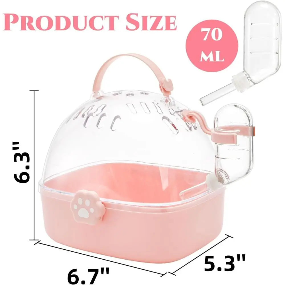 Hamster Carrier Cage Portable Small Animal Carrier With Water Bottle