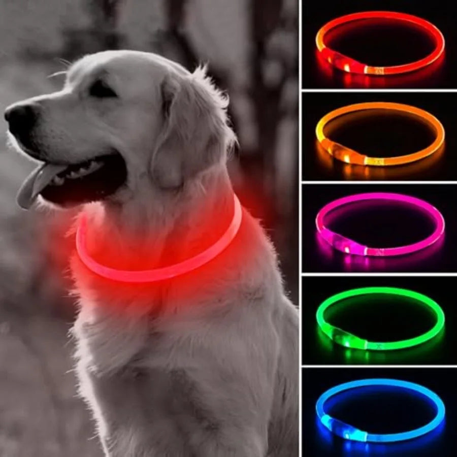 Light Up Dog Collar LED Glow TPU Rechargeable Pet Collar