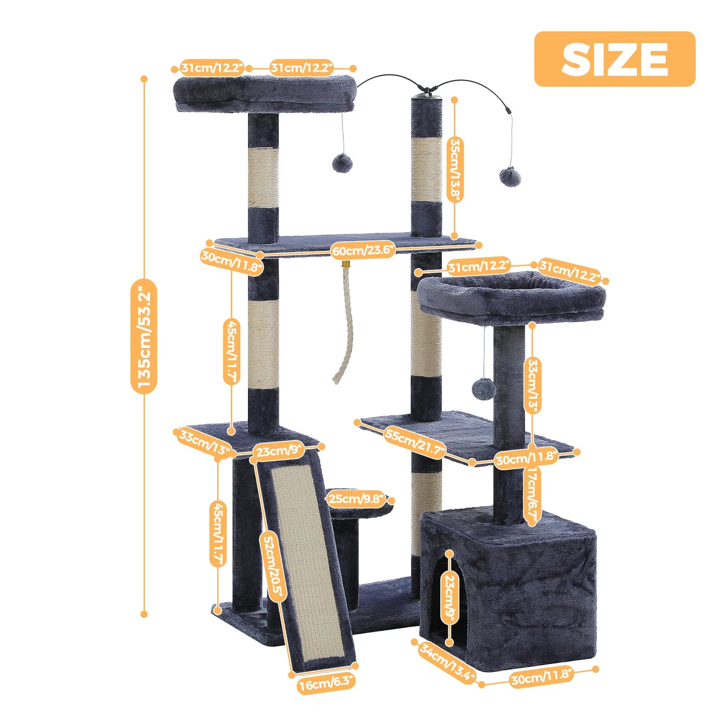 PAWZ Road Multi Level Cat Tree Tower With Sisal Posts