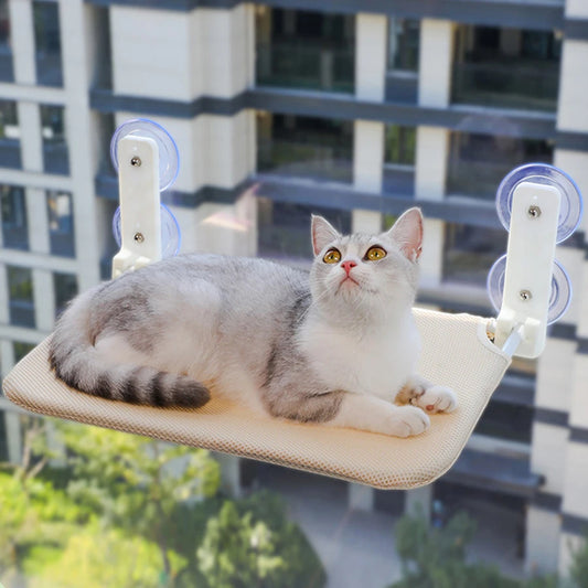 Foldable Cat Hammock With Plush Mesh For Window Mount And Suction Cups