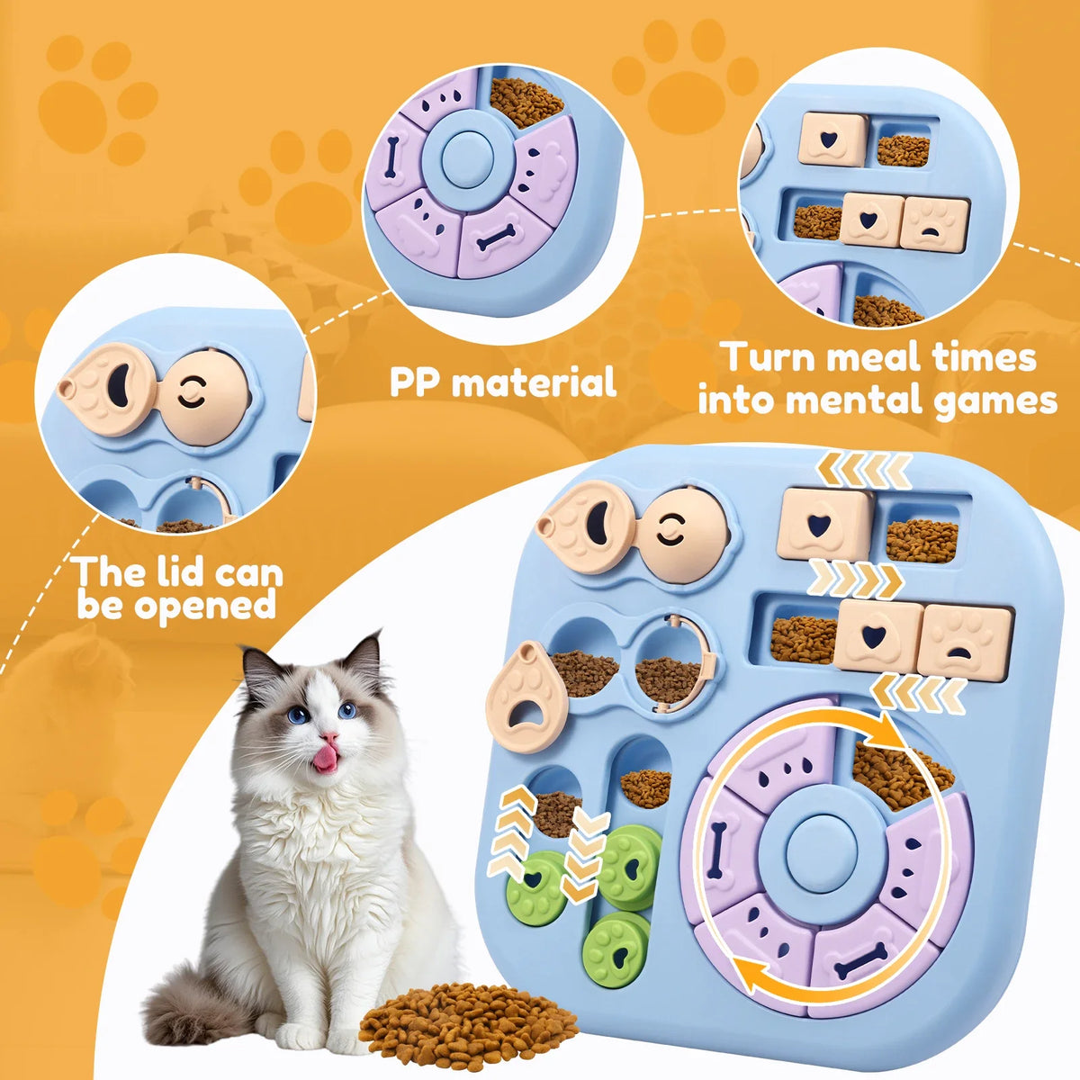 Rotating Dog Puzzle Toy With Treat Dispenser And Slow Feeder