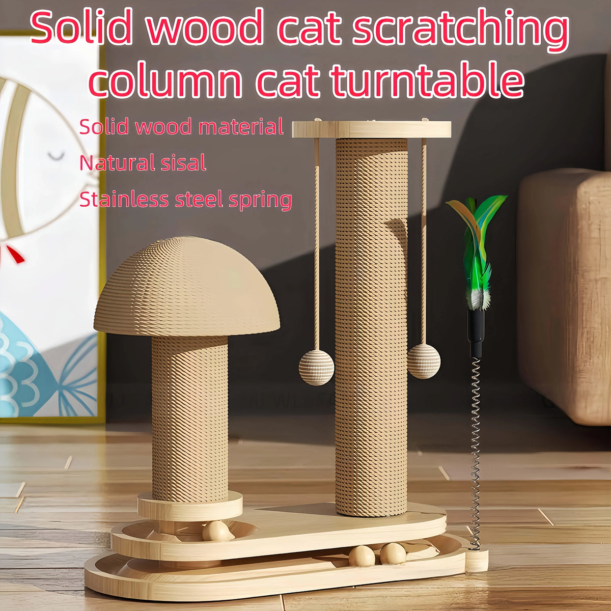 Czbnxyx Three-Tier Interactive Cat Scratching Post Tower With Jute Ball Track