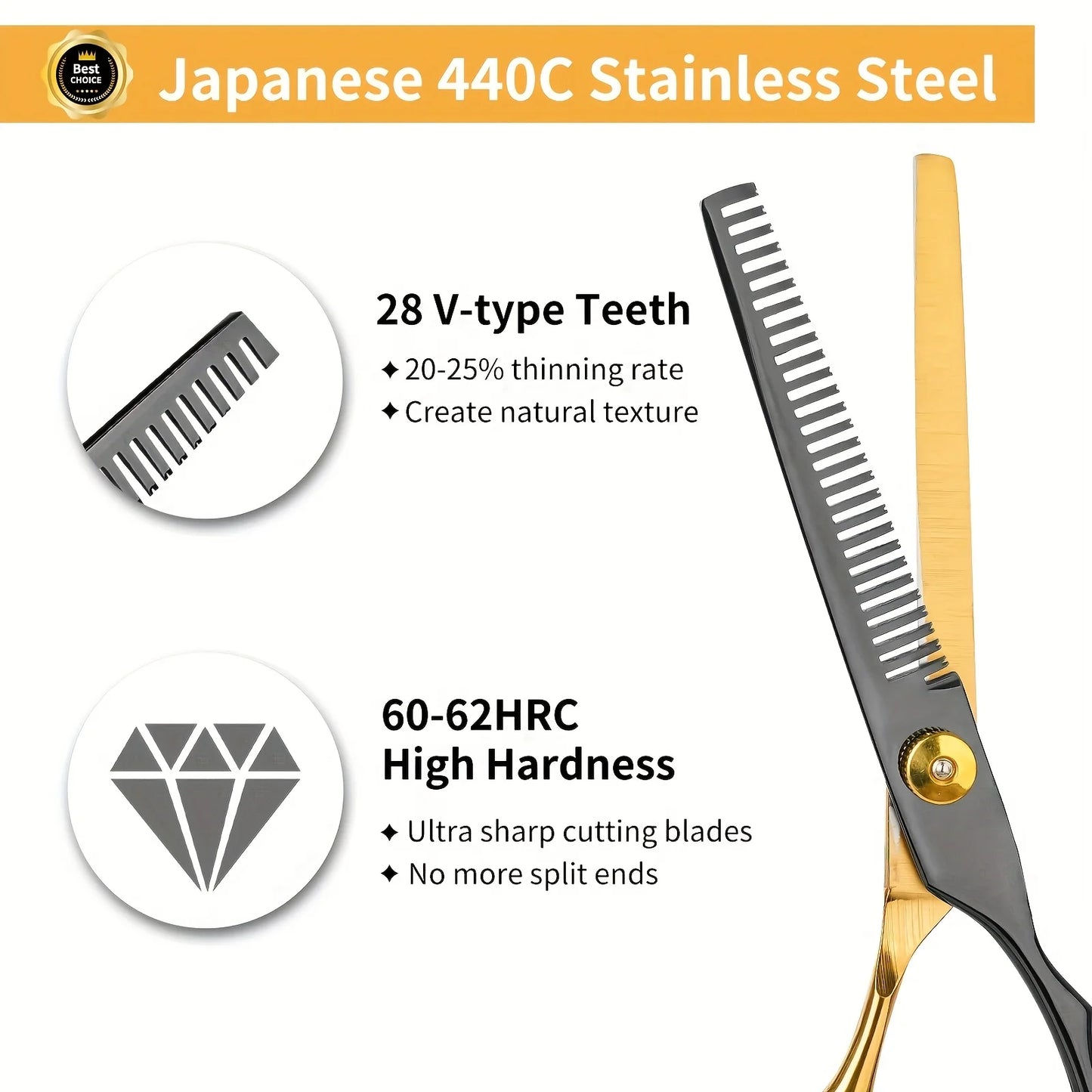 Stainless Steel Hair Cutting Scissors Kit With Thinning Shears