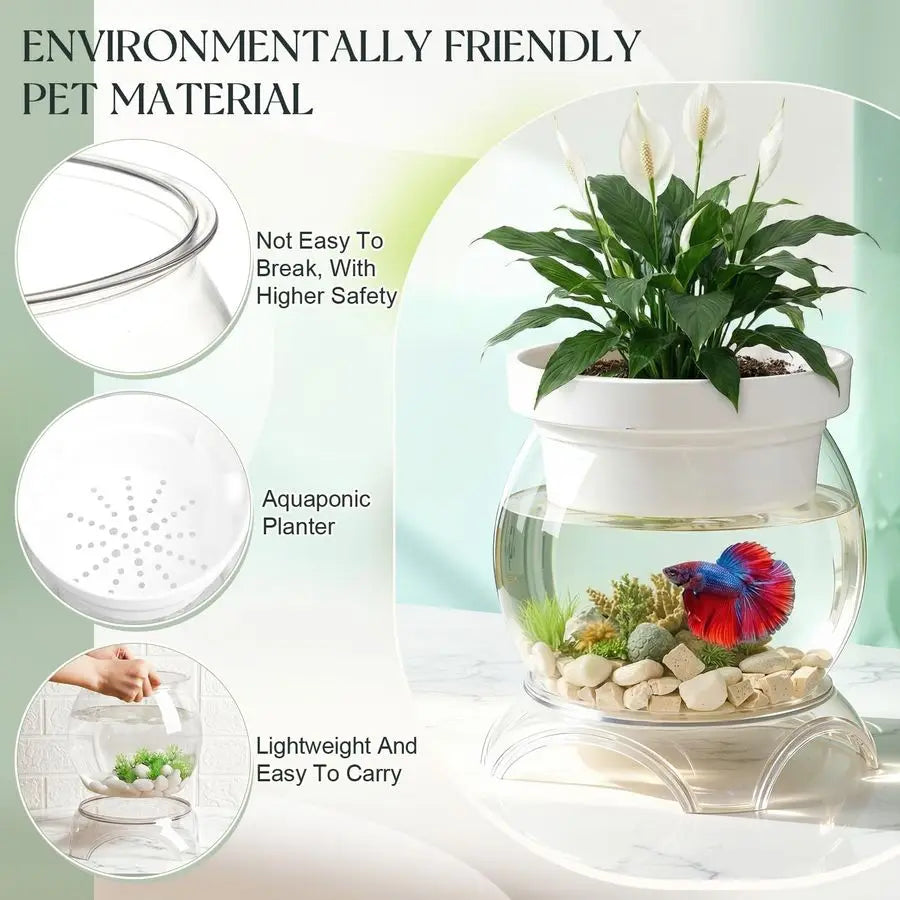 Plastic Aquaponic Betta Tank With Base And Top Shatterproof Clear