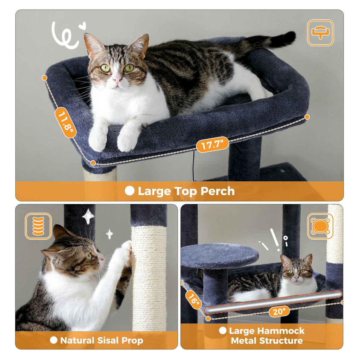 Pawz Road 5 Level Cat Tower For Large Cats Sisal Scratcher