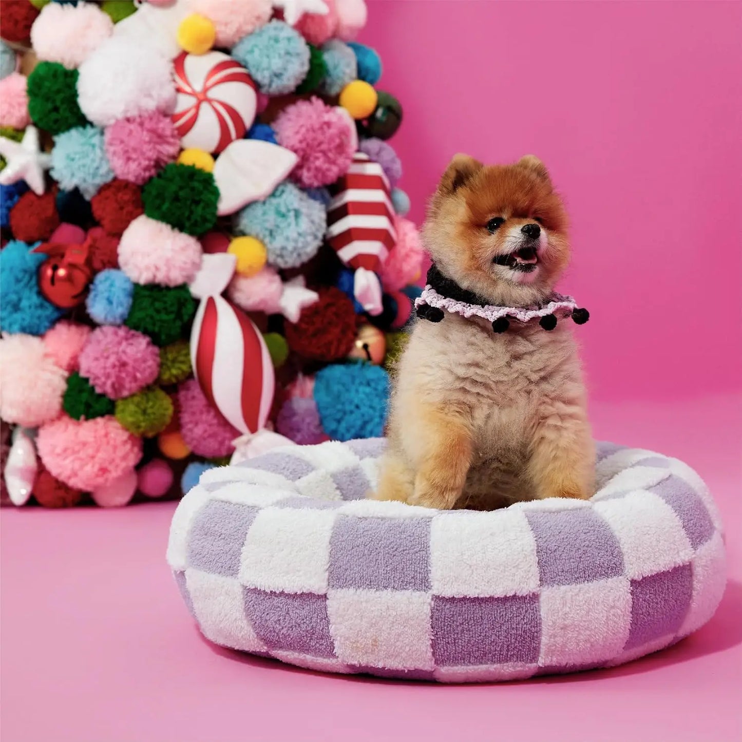 Donut Cat Bed Indoor Calming Plush With Anti Slip Bottom
