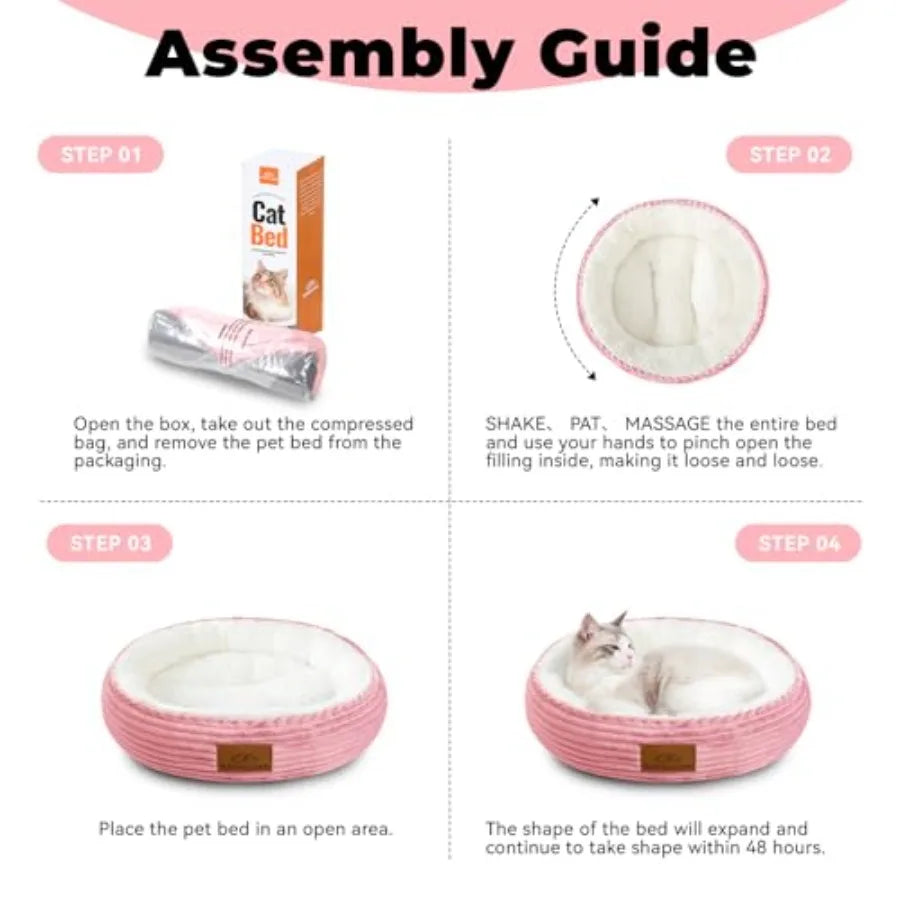 Washable Cat Bed For Indoor Cats With Anti Slip Bottom