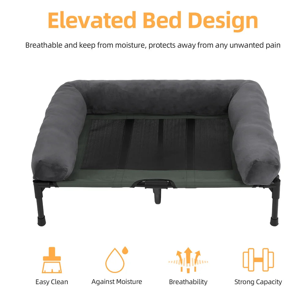 BORWART Outdoor Raised Dog Bed With Cooling Breathable Mat