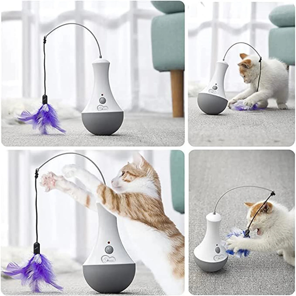 Interactive Rotating Feather Cat Toy for Indoor Exercise and Play
