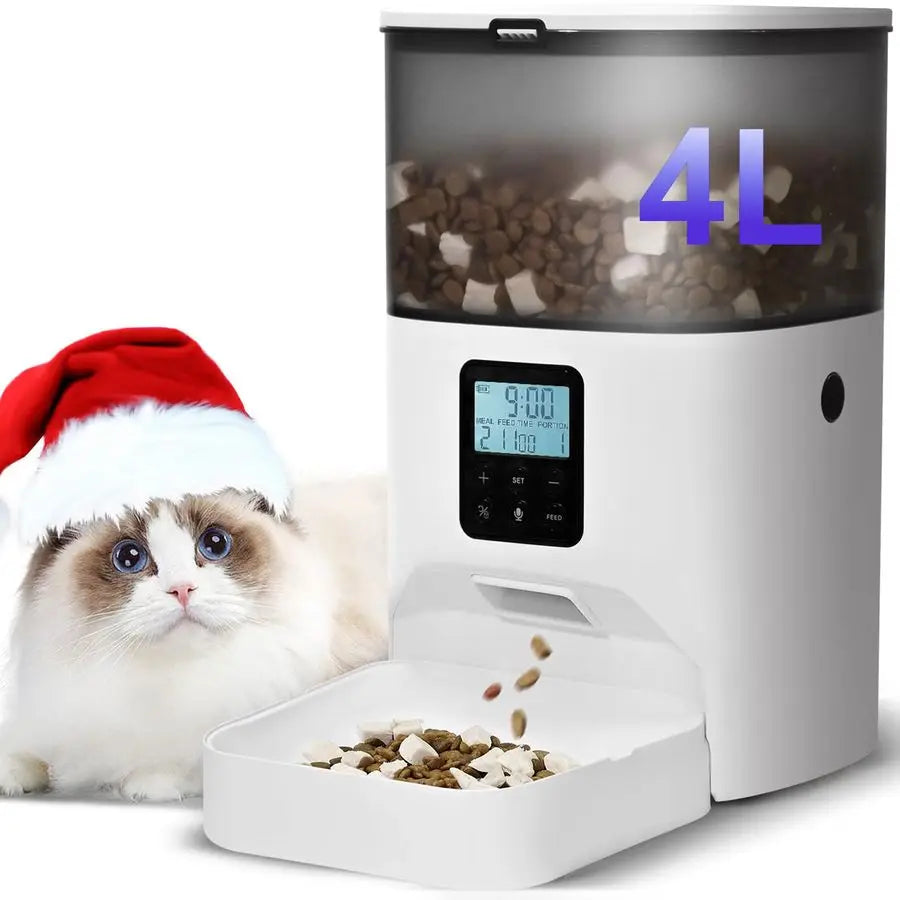 Automatic Cat Feeder 4L Dispenser With Voice Recorder 8 Meals