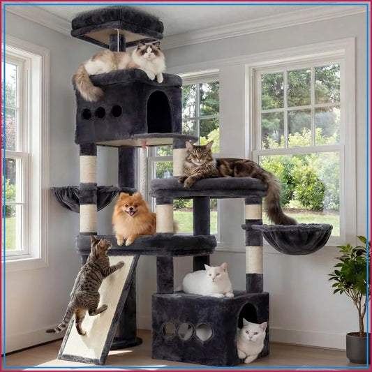 Anti Tip Cat Tree For Large Cats With Sisal Scratching Posts
