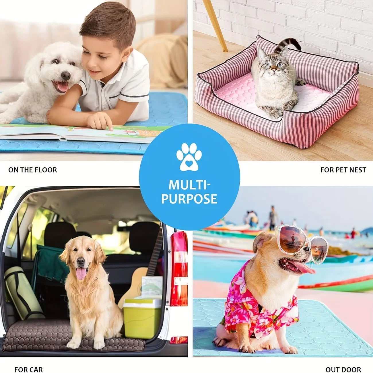 Summer Cooling Pet Mat Water Absorption Portable Gel Sleeping Pad For Dogs