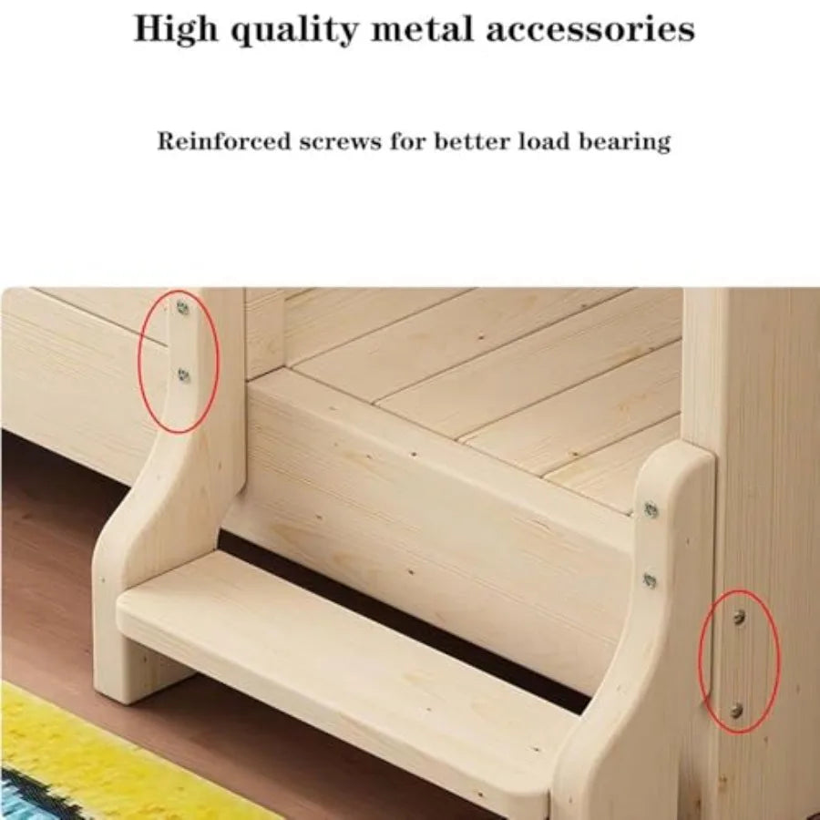 NONECN Dog Bunk Bed With Wood Frame And Side Ladder