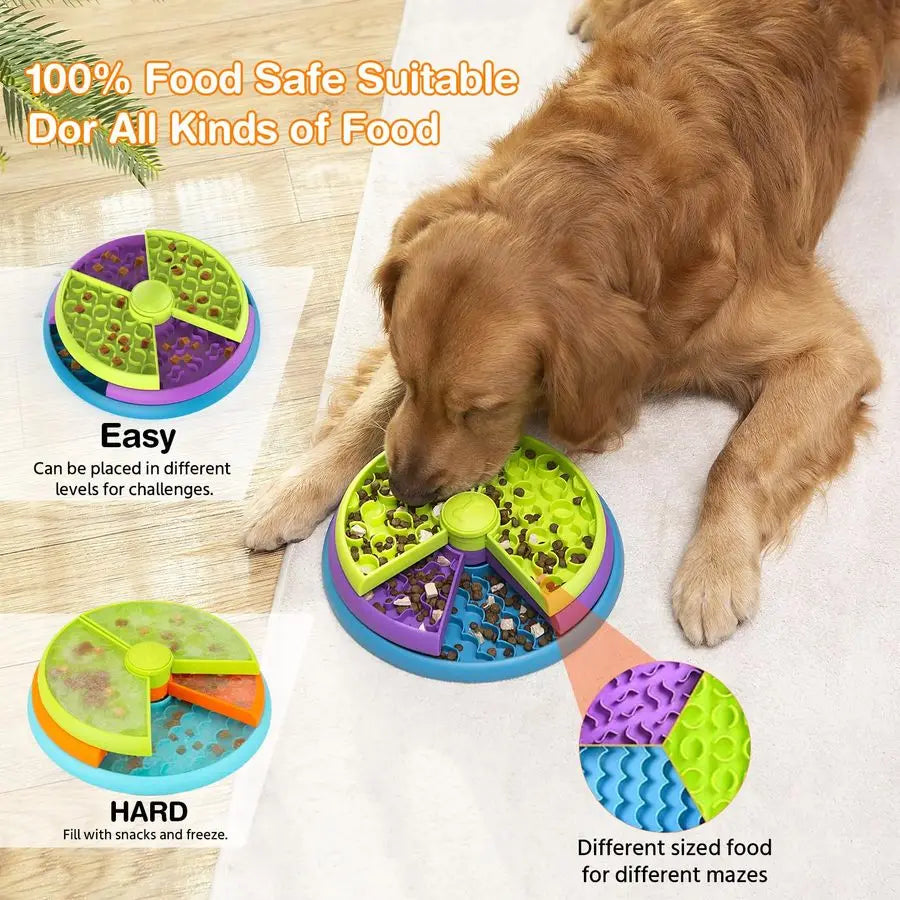 Three Layer Slow Feeding Wooden Dog Bowl Puzzle Feeder