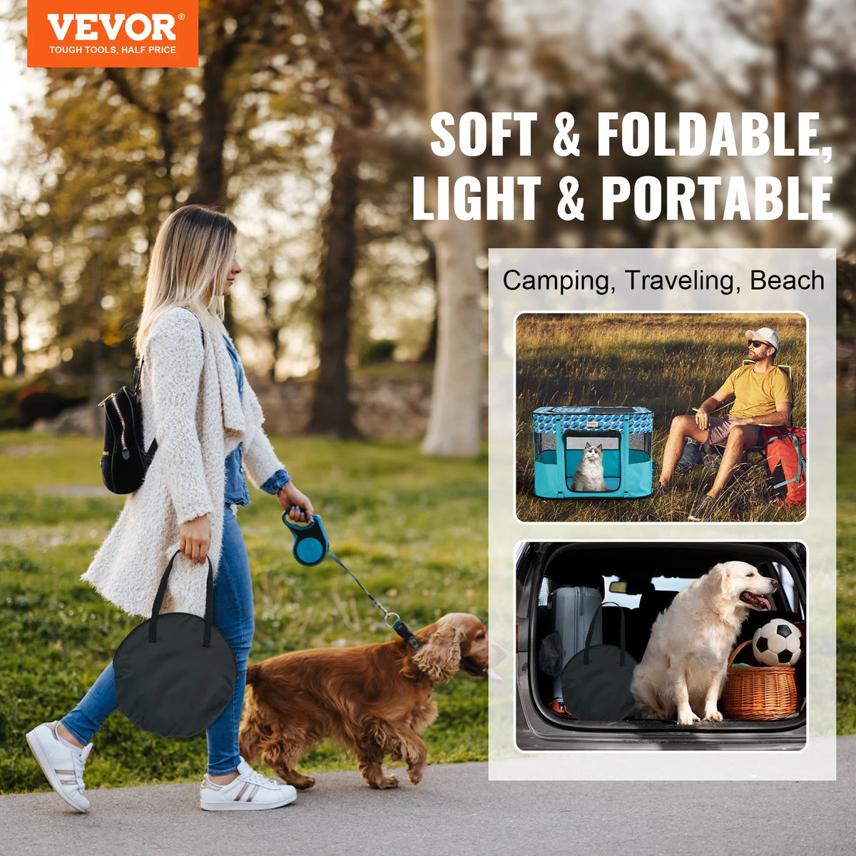 VEVOR Portable Foldable Pet Playpen Tent for Dogs and Cats