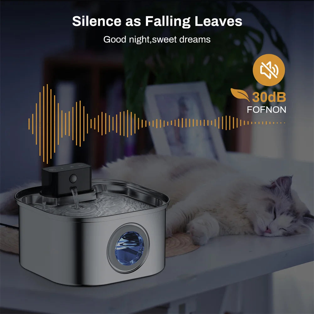 Weomg Rechargeable Stainless Steel Wireless Pet Water Fountain With Battery